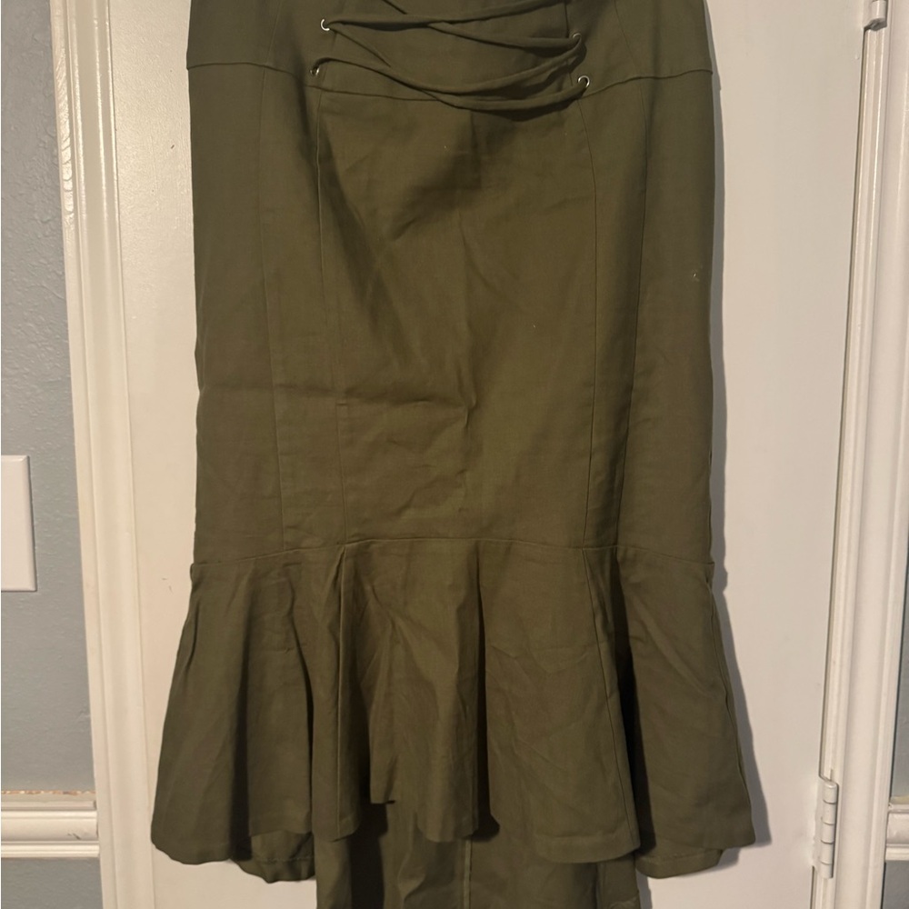 Olive Green Peplum Skirt